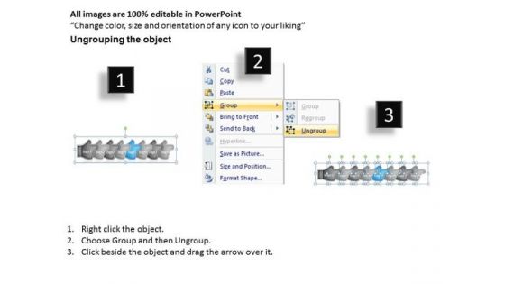 Hands Emphasizing 7 Stages Process Flow Chart PowerPoint Slides