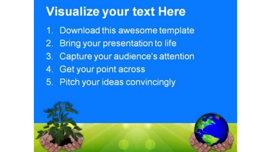 Hands Holding Globe And Plant Environment PowerPoint Templates And PowerPoint Backgrounds 0311