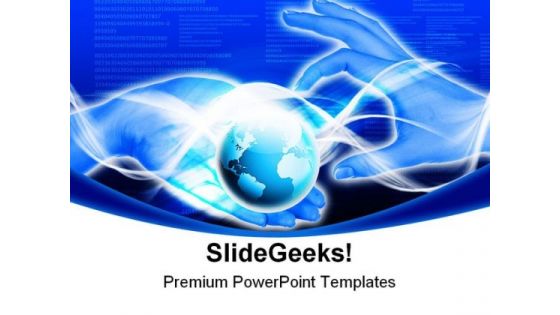 Hands Line Planet Earth Global PowerPoint Themes And PowerPoint Slides 0211