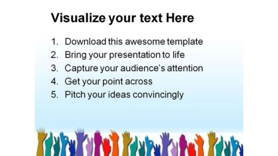 Hands Of All Races Business PowerPoint Background And Template 1210