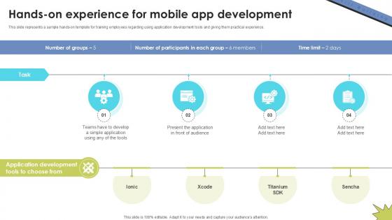 Hands On Experience For Mobile Skill Building Plan For Application PPT PowerPoint DTE SS V
