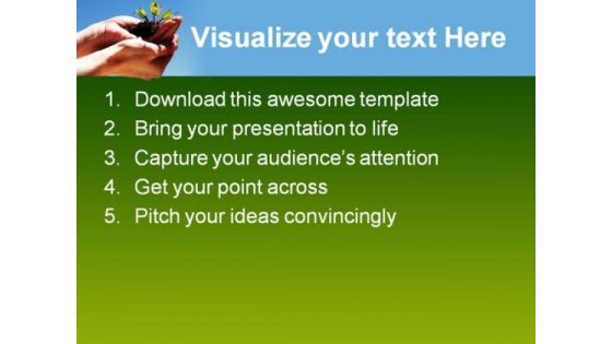 Hands With Plant Environment PowerPoint Themes And PowerPoint Slides 0611
