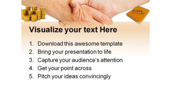 Handshake And Gold Coins Money PowerPoint Themes And PowerPoint Slides 0511