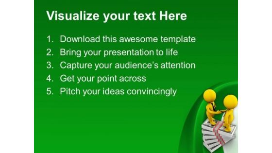 Handshake On Stack Of Dollars PowerPoint Templates Ppt Backgrounds For Slides 0713