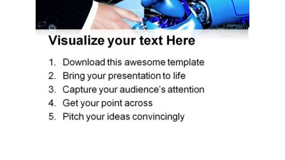 Handshake With Robot Communication PowerPoint Templates And PowerPoint Backgrounds 0711