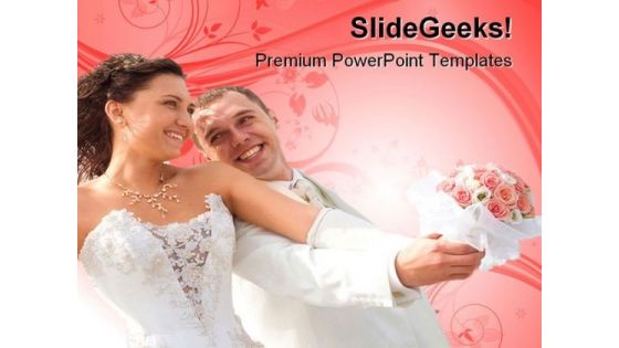 Happy Couple Wedding PowerPoint Template 0610