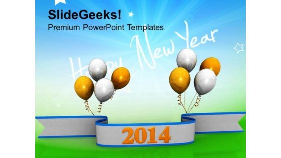 Happy New Year 2014 Business PowerPoint Template 1113