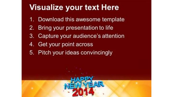 Happy New Year 2014 Concept PowerPoint Template 1113