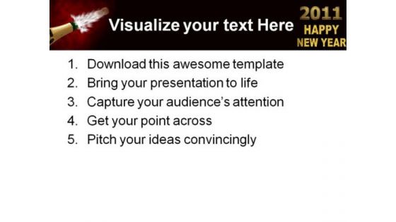 Happy New Year With Champagne Festival PowerPoint Themes And PowerPoint Slides 0711