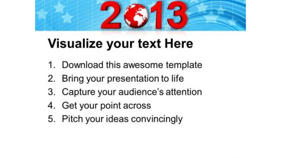 Happy New Year With Globe PowerPoint Templates Ppt Backgrounds For Slides 1112