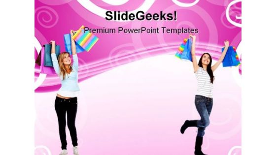 Happy Women Shopping Sales PowerPoint Templates And PowerPoint Backgrounds 0311