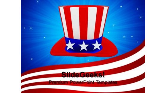 Hat With American Flag Theme Nation PowerPoint Templates And PowerPoint Themes 0812