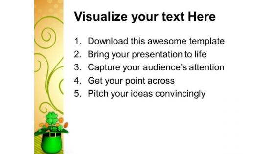 Hat With Gold And Clovers Shamrock Patrick PowerPoint Templates Ppt Backgrounds For Slides 0313