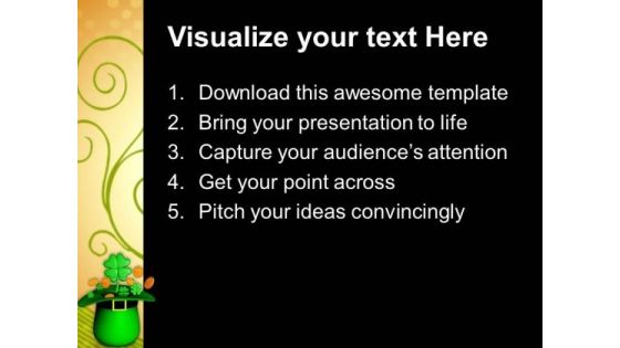 Hat With Gold And Clovers Shamrock Patrick PowerPoint Templates Ppt Backgrounds For Slides 0313