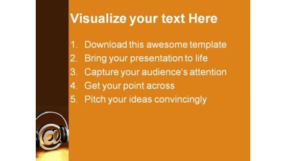 Headphones And At Symbol Music PowerPoint Template 1110