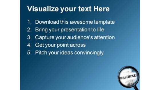 Healthcare With Magnifier Health PowerPoint Themes And PowerPoint Slides 0911