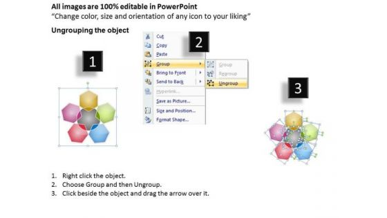 Hexagon Shaped In Circle Venn Diagram Business Plan Software PowerPoint Templates