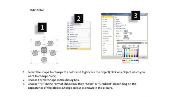 Hexagonal Shapes 5 Stages Circular Process Business Plan PowerPoint Slides