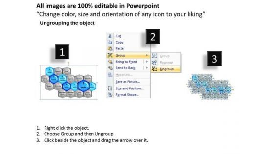 Highlighted Stages Hexagon Process Diagrams PowerPoint Slides