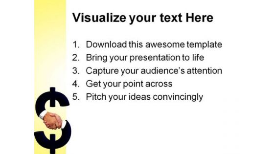Hnadshake With Dollar Sign People PowerPoint Template 0910