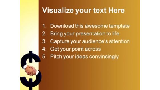 Hnadshake With Dollar Sign People PowerPoint Template 0910