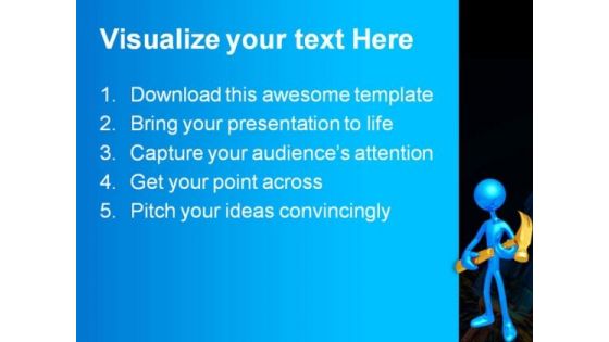 Holding A Hammer Construction PowerPoint Templates And PowerPoint Backgrounds 0211