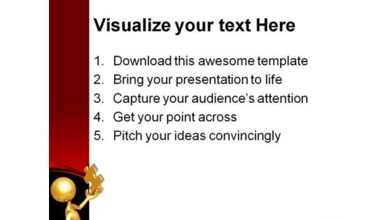 Holding The Golden Puzzle Shapes PowerPoint Themes And PowerPoint Slides 0611