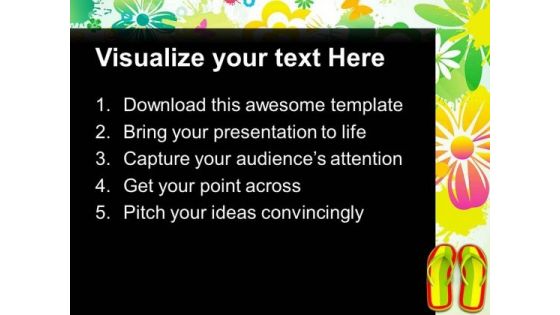 Holidays Time At Beach With Colorful Slippers PowerPoint Templates Ppt Backgrounds For Slides 0313