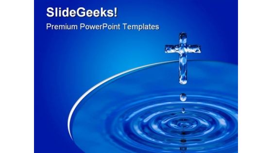 Holy Water Cross Religion PowerPoint Template 0610
