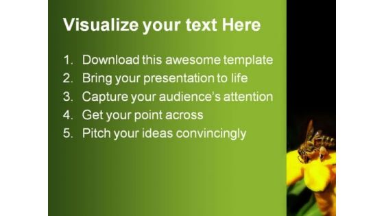 Honey Bee Collecting Pollen Nature PowerPoint Themes And PowerPoint Slides 0211