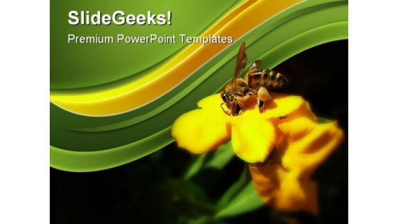 Honey Bee Collecting Pollen Nature PowerPoint Themes And PowerPoint Slides 0211