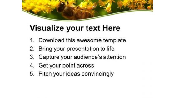 Honey Bee With Yellow Flowers PowerPoint Templates Ppt Backgrounds For Slides 0613