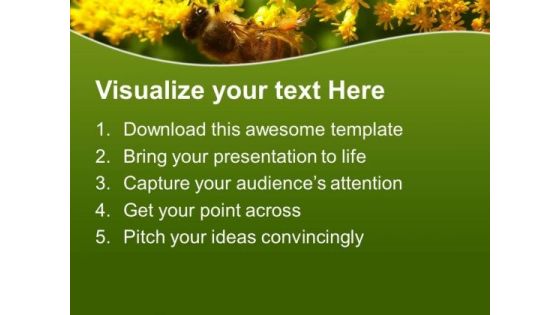 Honey Bee With Yellow Flowers PowerPoint Templates Ppt Backgrounds For Slides 0613