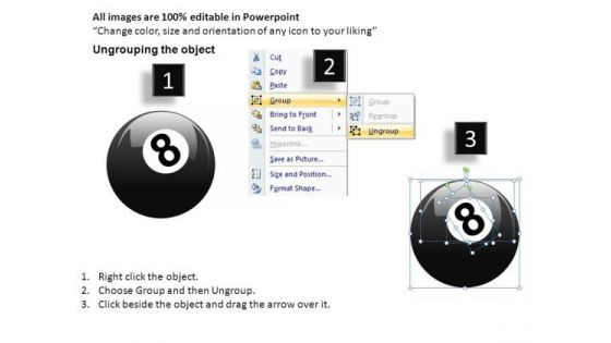 Horizontal Billiard Balls With Cue PowerPoint Slides And Ppt Diagram Templates