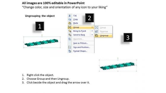 Horizontal Demonstration Of Curved Arrows 9 Stages Flow Diagram PowerPoint Templates