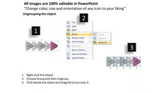 Horizontal Illustration Of 5 Stages Ppt Work Flow Charts PowerPoint Templates