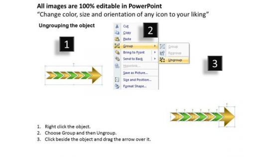 Horizontal Implementation Using 6 Arrows Flowchart Slides PowerPoint Templates