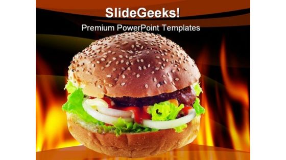 Hot Burger Food PowerPoint Template 0810