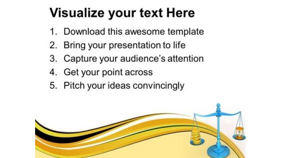 Hourglass And Coins On Scales Concept PowerPoint Templates Ppt Backgrounds For Slides 0813