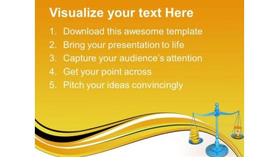 Hourglass And Coins On Scales Concept PowerPoint Templates Ppt Backgrounds For Slides 0813