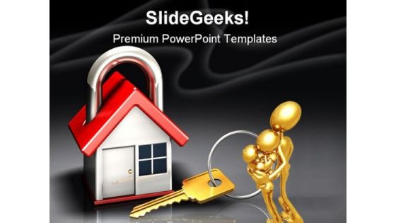 House Lock And Key Security PowerPoint Backgrounds And Templates 1210