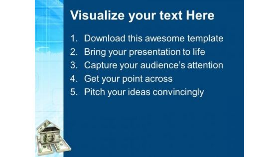 House Made From 100 Dollar Bills PowerPoint Templates Ppt Backgrounds For Slides 0113