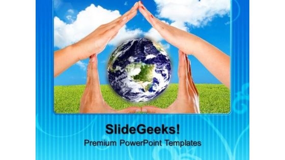 House Made From Female Hand PowerPoint Templates And PowerPoint Themes 0912