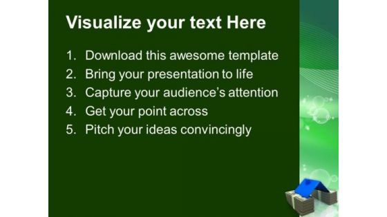 House Roof On Stack Of Money Real Estate PowerPoint Templates Ppt Backgrounds For Slides 0113