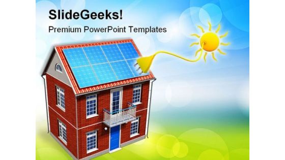 House With Solar Batteries Environment PowerPoint Themes And PowerPoint Slides 0411