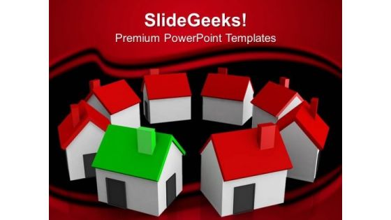 Houses Standing Around Business PowerPoint Templates And PowerPoint Themes 0812