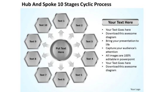Hub And Spoke 10 Stages Cyclic Process Business Plan PowerPoint Slide