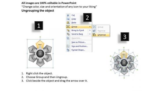 Hub And Spoke Stages 6 Data Flow Diagram Business Plan PowerPoint Slides