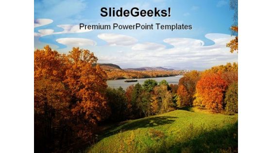 Hudon River In Autumn Nature PowerPoint Templates And PowerPoint Backgrounds 0611