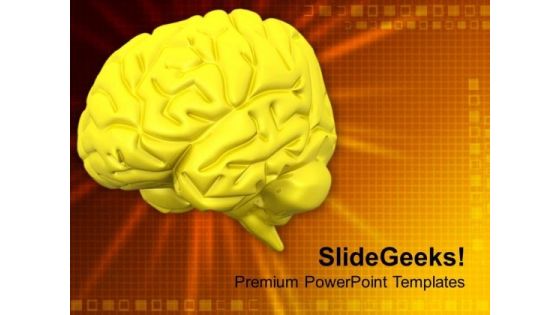 Human Brain With Golden Background PowerPoint Templates Ppt Backgrounds For Slides 0713